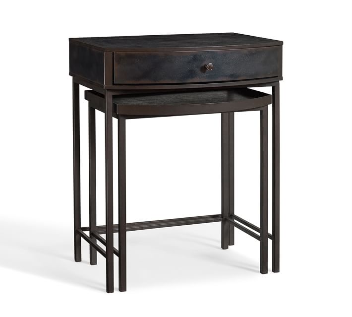 Woodrow Metal Nesting Nightstand, Set of 2 | Pottery Barn Woodrow Metal Nesting Nightstand, Set of 2 | Pottery Barn