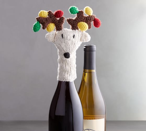 Holiday Lights Reindeer Wine Topper Pottery Barn