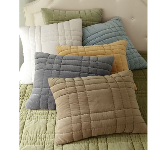 Velvet Linen Windowpane Quilt & Sham Pottery Barn