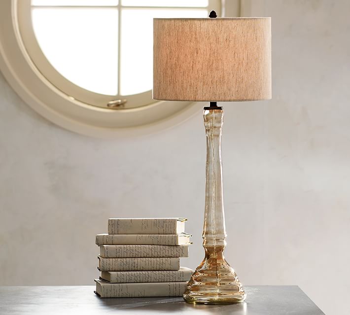 Alana Er Glass Candlestick Table Lamp Base Smoke Pottery Barn