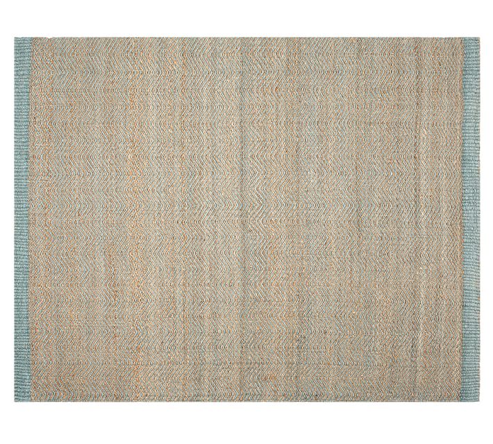 Cooper Zig Zag Natural Fiber Rug Aqua Pottery Barn