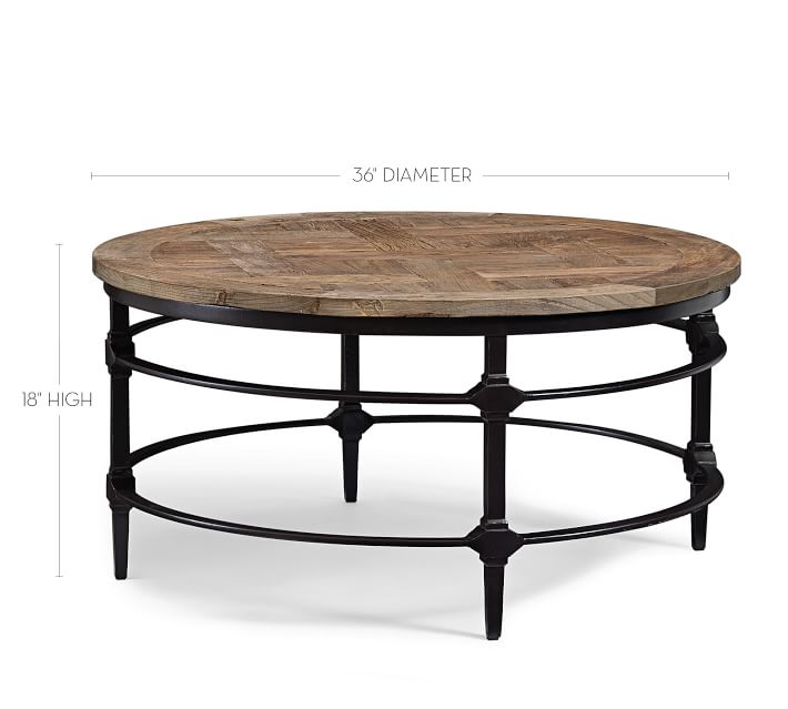 Parquet Reclaimed Wood Round Coffee Table Pottery Barn