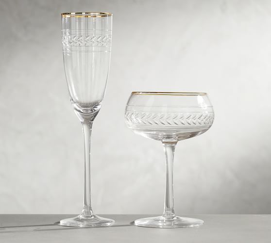 Blair Gold Champagne Glasses, Set of 4 Pottery Barn