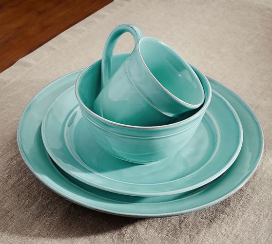 Cambria 16Piece Dinnerware Set Turquoise Blue Pottery Barn