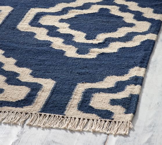 Sheldon Flatweave Rug Blue Ivory Pottery Barn Roll Over Image To Zoom