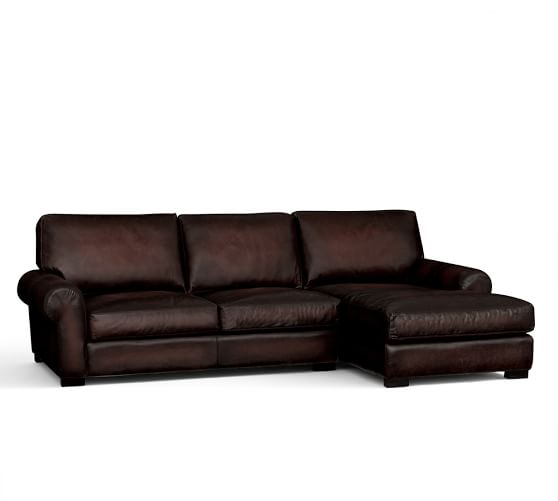 Turner Roll Arm Leather Sofa With Chaise Sectional Pottery Barn Turner Roll Arm Leather Sofa With Chaise Sectional
