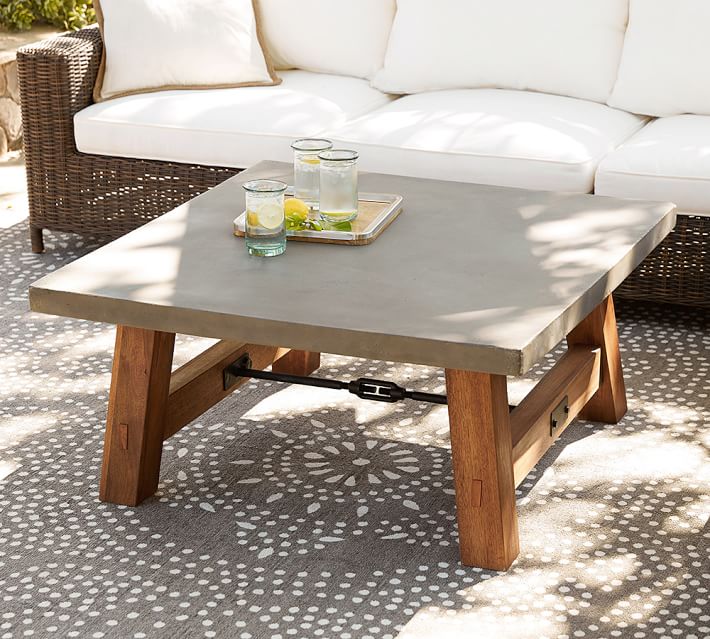 Abbott Concrete Square Coffee Table Pottery Barn
