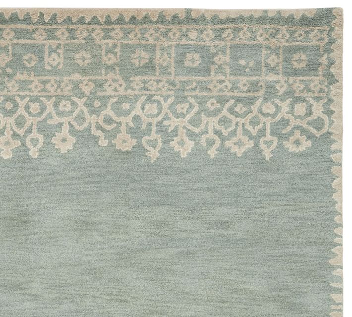 Desa Bordered Wool Rug Blue Pottery Barn