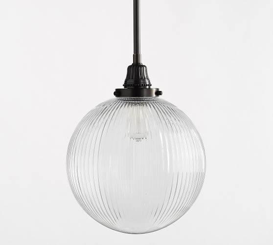 PB Classic Ribbed Glass Globe Pendant Pottery Barn