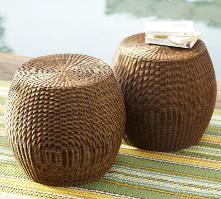 Palmetto All Weather Wicker Accent Table Honey Pottery Barn
