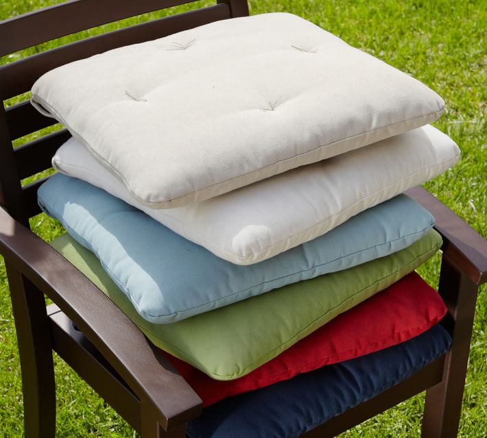 Tufted Sunbrella Outdoor Dining Chair Cushion Solid Pottery Barn