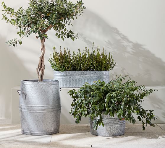 Eclectic Galvanized Metal Planters Pottery Barn