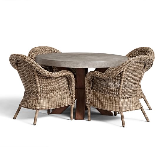 Abbott Round Dining Table & Torrey RollArm Chair Set Natural
