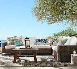 Outdoor Sectionals Pottery Barn Espresso Torrey All Weather Wicker Square Arm Sectional Set