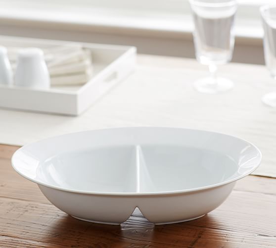Great White Oval Divided Serve Bowl Pottery Barn
