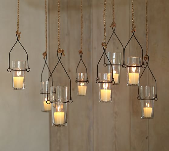 Hanging Votive Candle Holders With Wire Image Antique And Wire Gl Hanging Votive Holder Pottery Barn