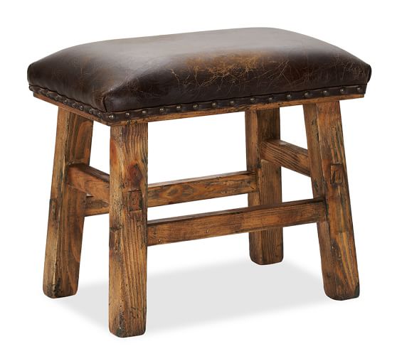 Caden Leather Stool Pottery Barn