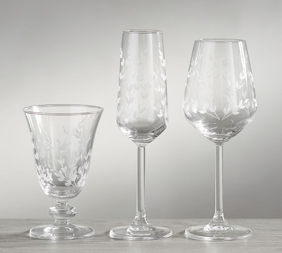 Etched Glasses, Set of 4 Pottery Barn