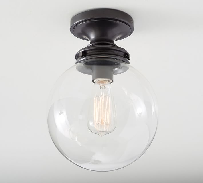 Calhoun Glass Indoor Outdoor Flushmount Pottery Barn