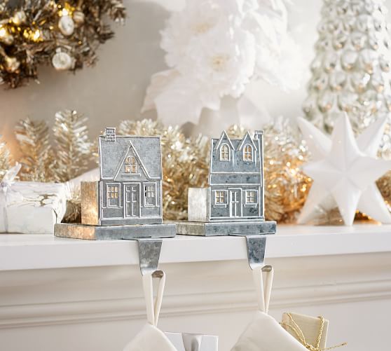 Galvanized Village Stocking Holders Pottery Barn