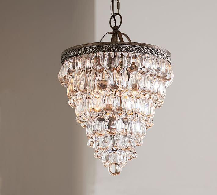 Clarissa Crystal Drop Small Round Chandelier Pottery Barn