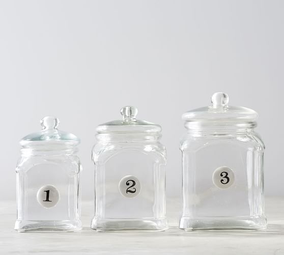 Numbered Glass Canisters, Set of 3 Pottery Barn