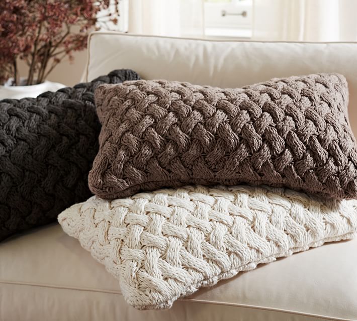 Braided Hand Knit Lumbar Pillow Pottery Barn Extraordinary How To Knit Pillow Covers Braided Hand Knit Lumbar Pillow Pottery Barn Extraordinary How To Knit Pillow Covers