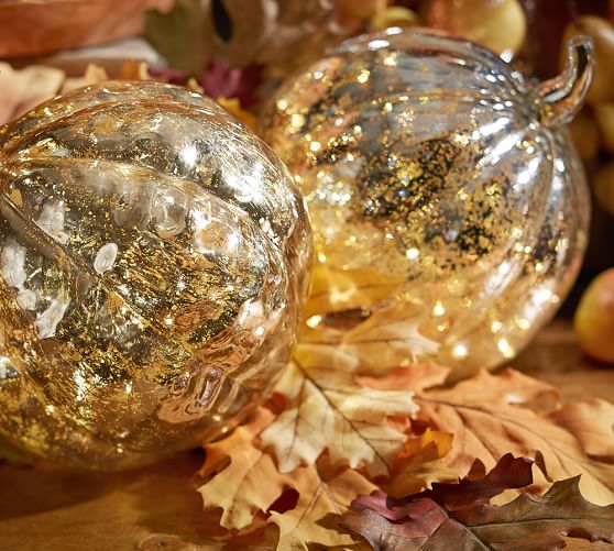 Gold Mercury Glass Pumpkins | Pottery Barn