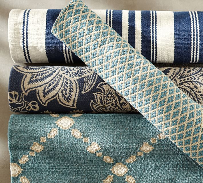 Basic Diamond Recycled Yarn Indoor/Outdoor Rug - Blue | Pottery Barn Basic Diamond Recycled Yarn Indoor/Outdoor Rug - Blue | Pottery Barn