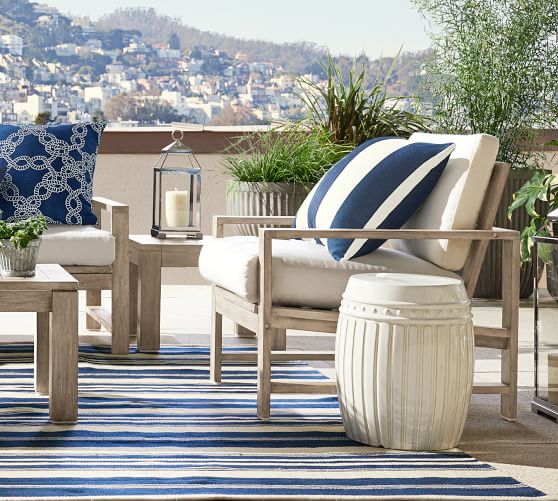 Reeded Ceramic Accent Table | Pottery Barn