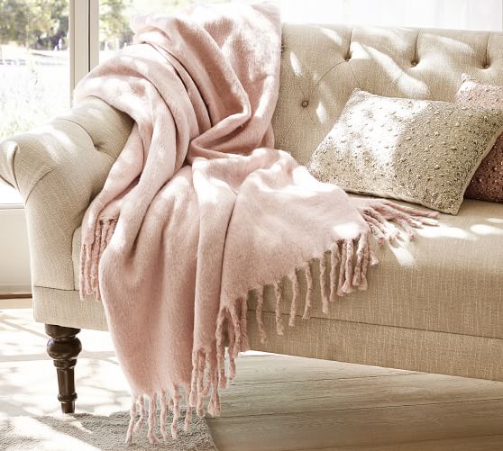 Solid Faux Mohair Oversized Throw
