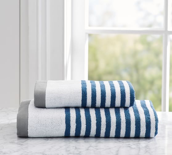 Marlo Stripe Organic Bath Towels Pottery Barn