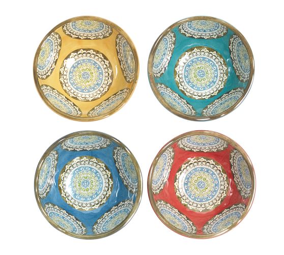 Elsa Medallion Melamine Snack Bowl, Mixed Set of 4 Pottery Barn