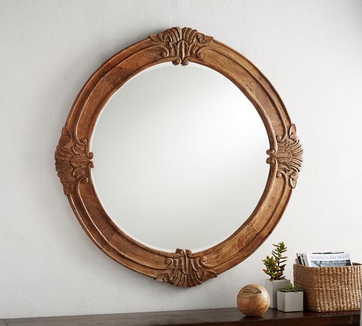 Wooden Mirror Frame Design New House Designs Mendosa Round Wood Mirror Pottery Barn Wooden Frame Design