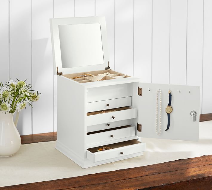 Andover White Jewelry Safe Pottery Barn