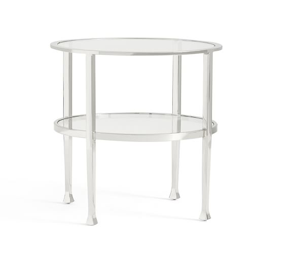 Tanner Round End Table, Polished Nickel Pottery Barn