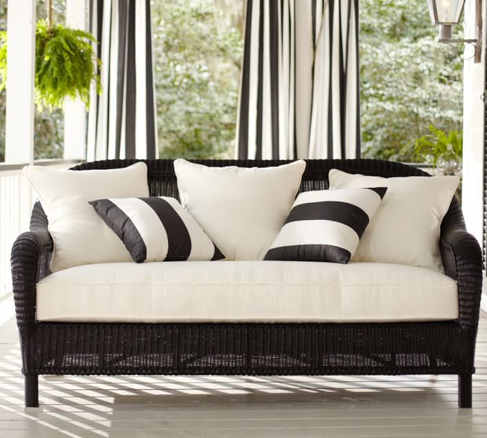 Palmetto All-Weather Wicker Sofa, Black Pottery Barn - Palmetto All-Weather Wicker Sofa, Black Pottery Barn