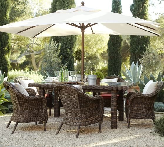 Torrey AllWeather Wicker Rectangular Fixed Dining Table Espresso