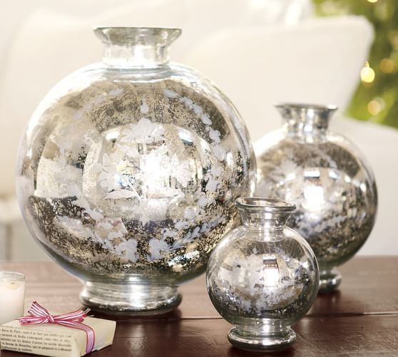 Fl Etched Mercury Glass Vase Pottery Barn Fl Etched Mercury Glass Vase Saved View Larger