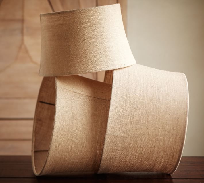 Burlap Upholstered Tapered Lamp Shade Rolled Edge Pottery Barn