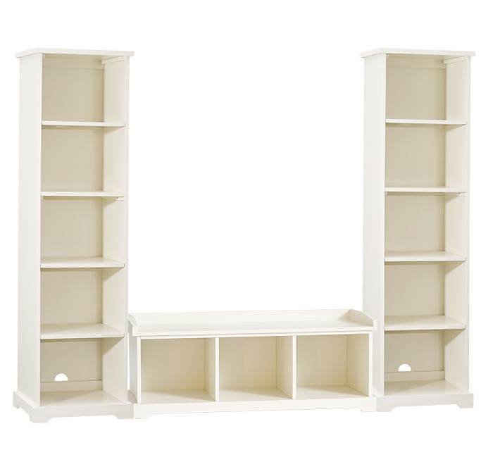 Samantha 3 Piece Bench Bookcase Entryway Set Antique White Samantha 3 Piece Bench Bookcase Entryway Set Antique White Pottery Barn