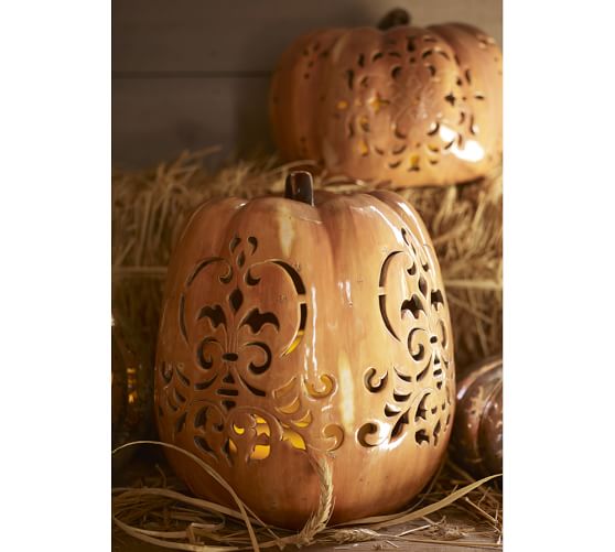 Punched Ceramic Pumpkin Luminaries Pottery Barn