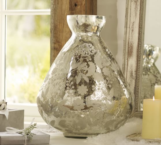 Sandblasted Mercury Glass Vase Pottery Barn
