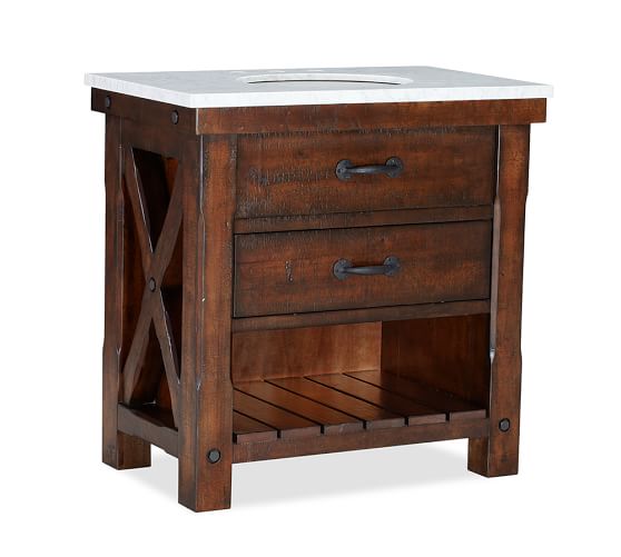 Benchwright Single Sink Vanity - Rustic Mahogany Finish ...