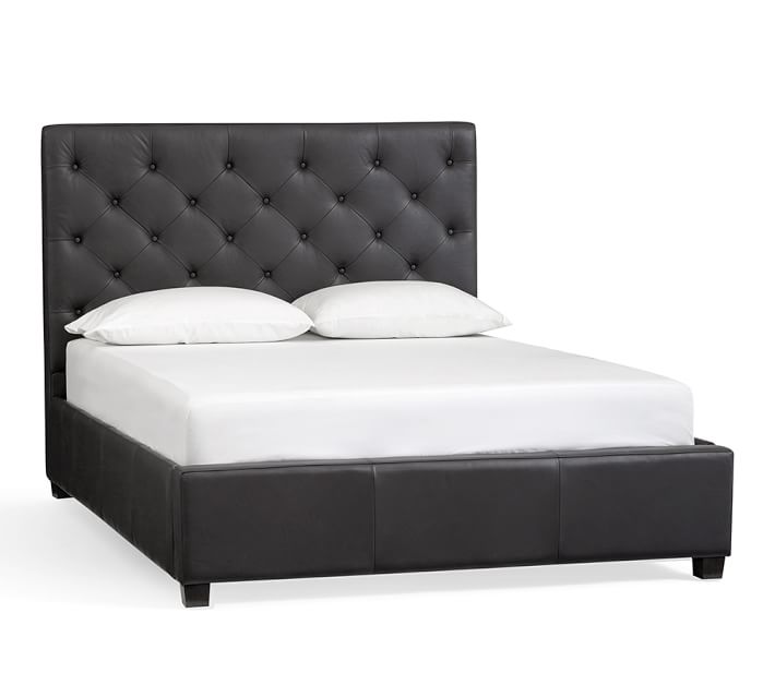 Lorraine Tufted Leather Low Bed Pottery Barn