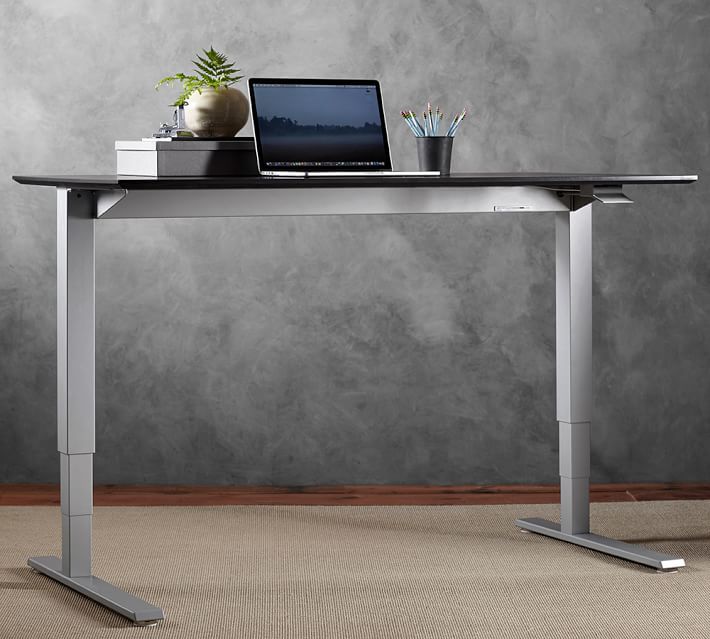 humanscale float sit stand desk silver base pottery barn