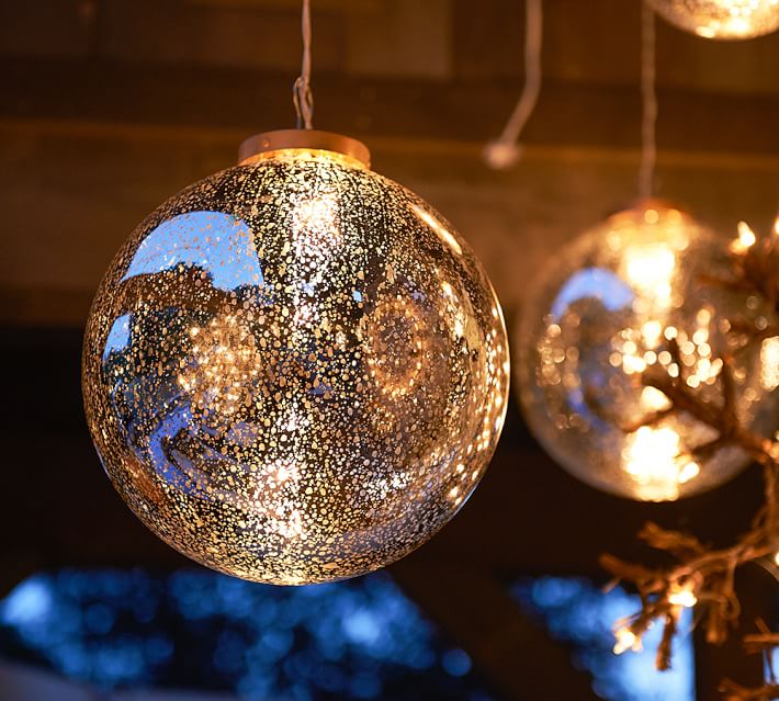 Lit Silver Mercury Hanging Orb Pottery Barn