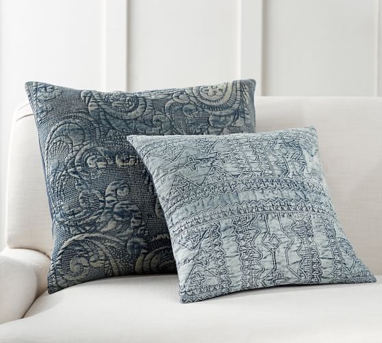 Quilted Denim Pillow Cover Pottery Barn