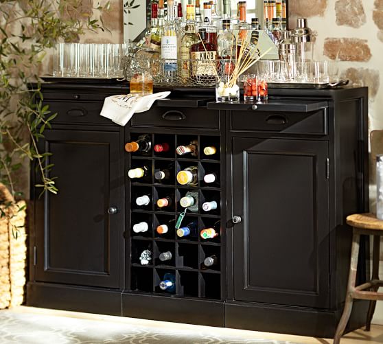 Modular Bar Buffet with 2 Bases & 1 Wine Grid Base Pottery Barn