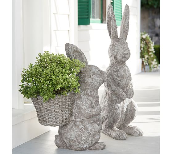 outdoor bunny figurines